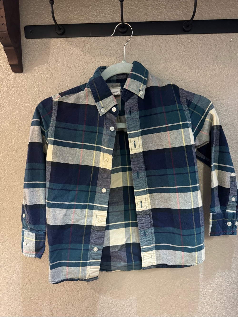 Crewcuts Boys Plaid Button-Down Shirt in Navy and Green